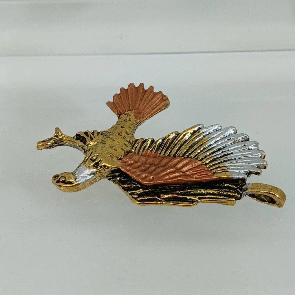 Karatbond Vintage Y2K Eagle Pendant Tricolor Gold Silver Copper Made in USA NOS